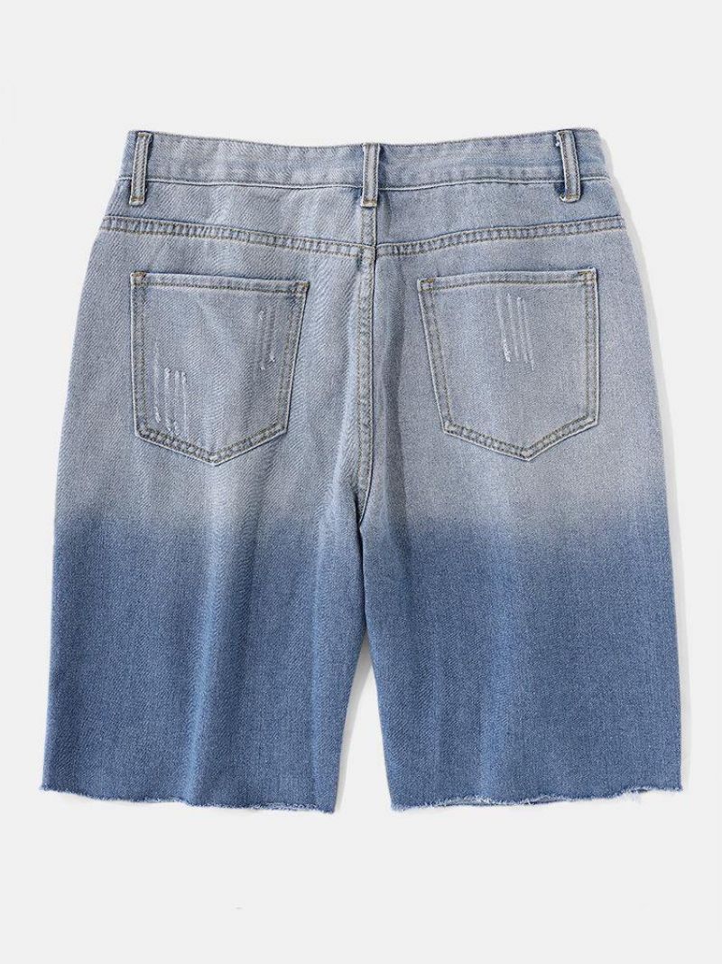 Short Décontracté Ample Et Confortable En Denim Avec Poches Dégradées Pour Hommes