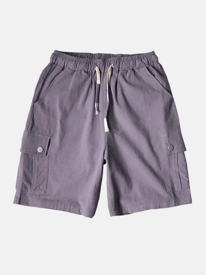 Short Décontracté À Cordon De Serrage De Couleur Unie Pour Hommes 4 Couleurs Avec Poche