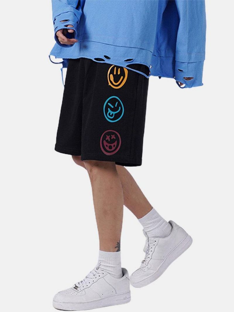 Short Décontracté À Taille Élastique Avec Motif De Sourire Amusant Pour Hommes