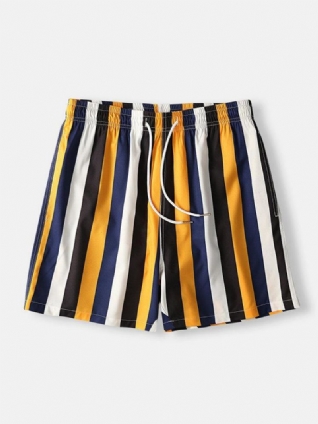 Short À Rayures Colorées Pour Hommes À Séchage Rapide Doublure En Maille Mi-longue Plage Vacances Maillot De Bain Shorts