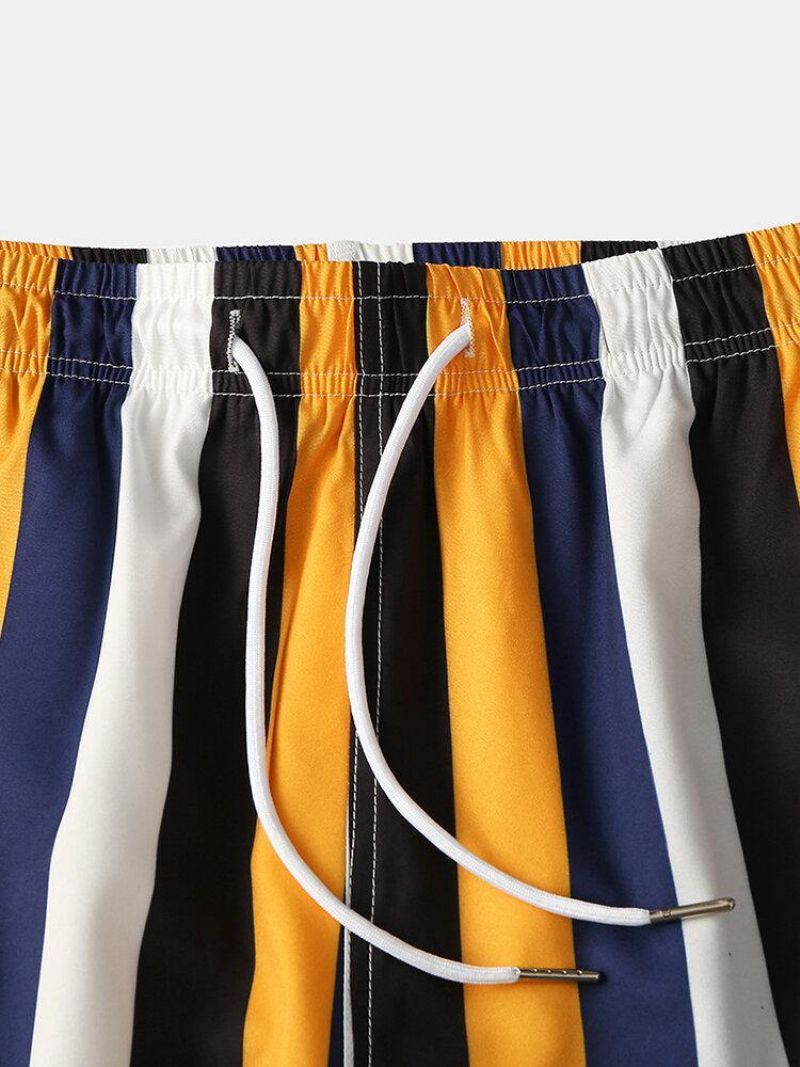 Short À Rayures Colorées Pour Hommes À Séchage Rapide Doublure En Maille Mi-longue Plage Vacances Maillot De Bain Shorts