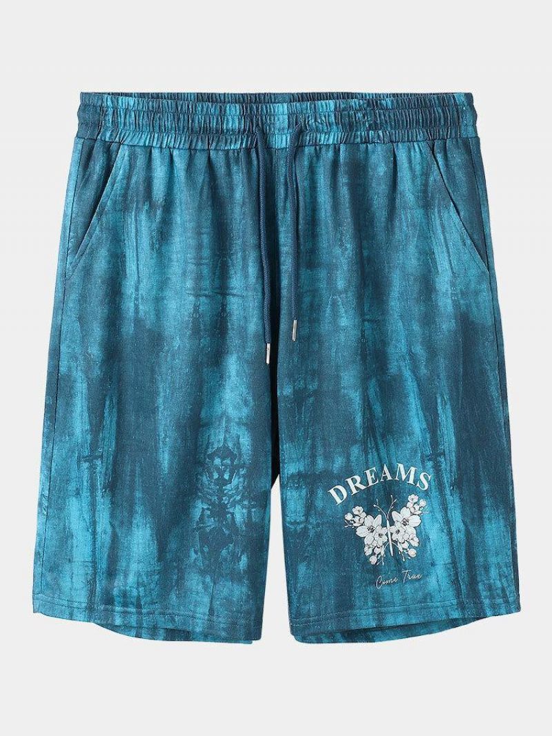 Short À Taille Élastique À Imprimé Fleuri Tie-dye Pour Hommes