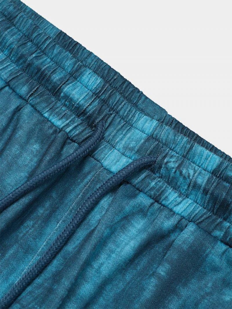 Short À Taille Élastique À Imprimé Fleuri Tie-dye Pour Hommes