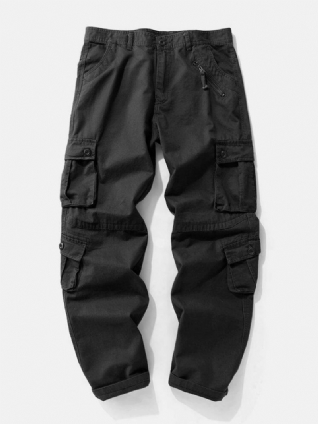 Pantalon Cargo 100 % Coton Avec Fermeture Éclair Et Boutons Pour Homme