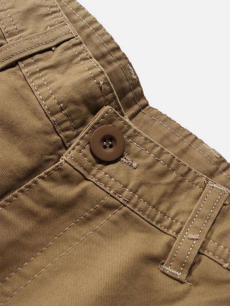 Pantalon Cargo 100 % Coton Avec Fermeture Éclair Et Boutons Pour Homme