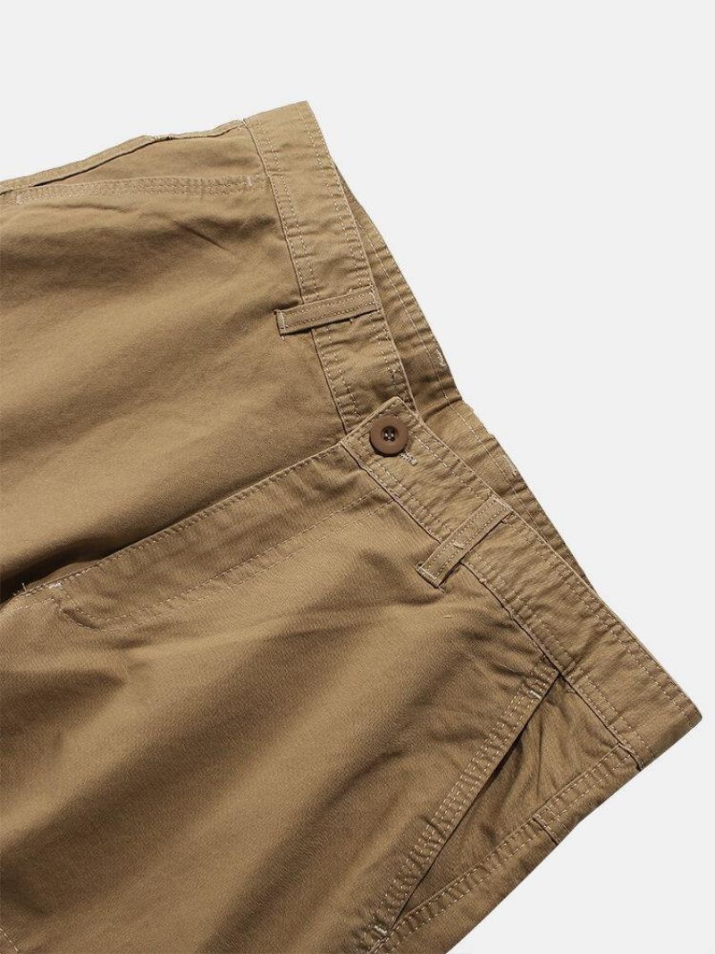 Pantalon Cargo 100 % Coton Avec Fermeture Éclair Et Boutons Pour Homme