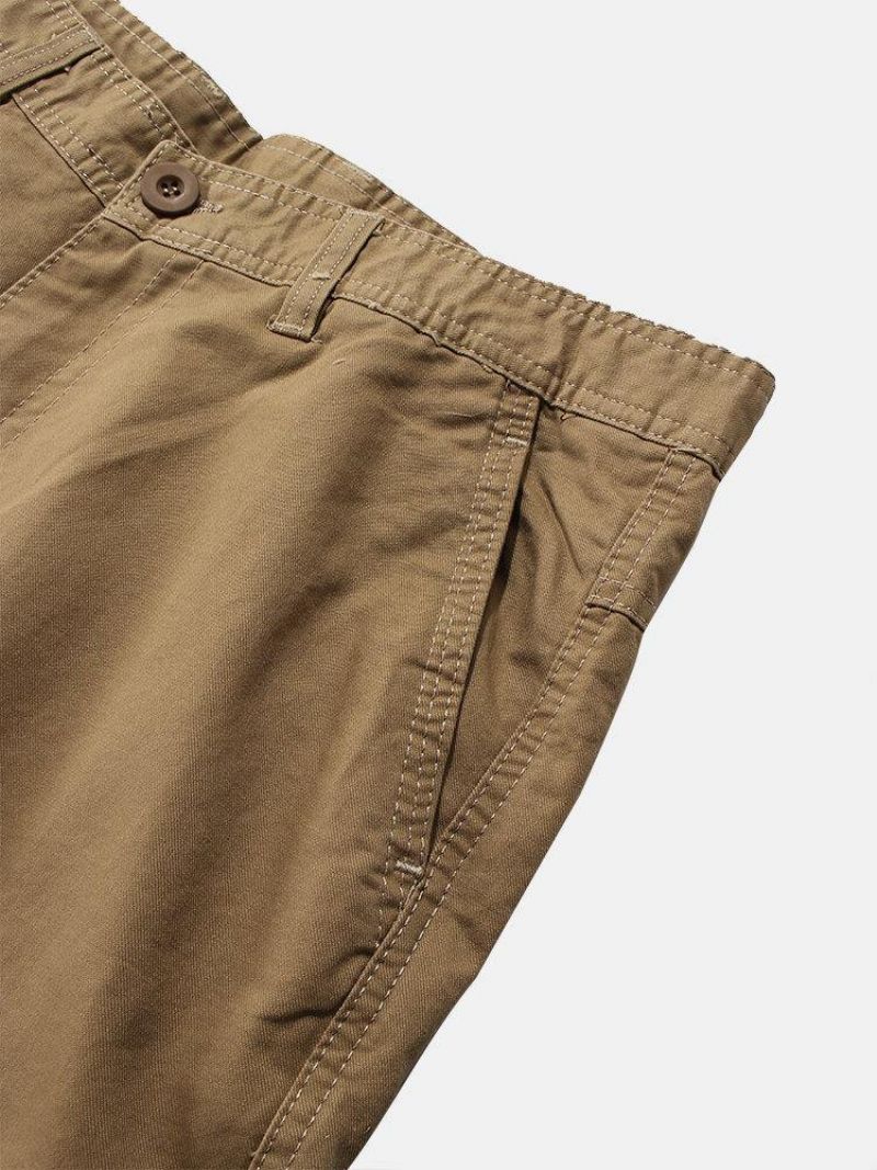 Pantalon Cargo 100 % Coton Avec Fermeture Éclair Et Boutons Pour Homme