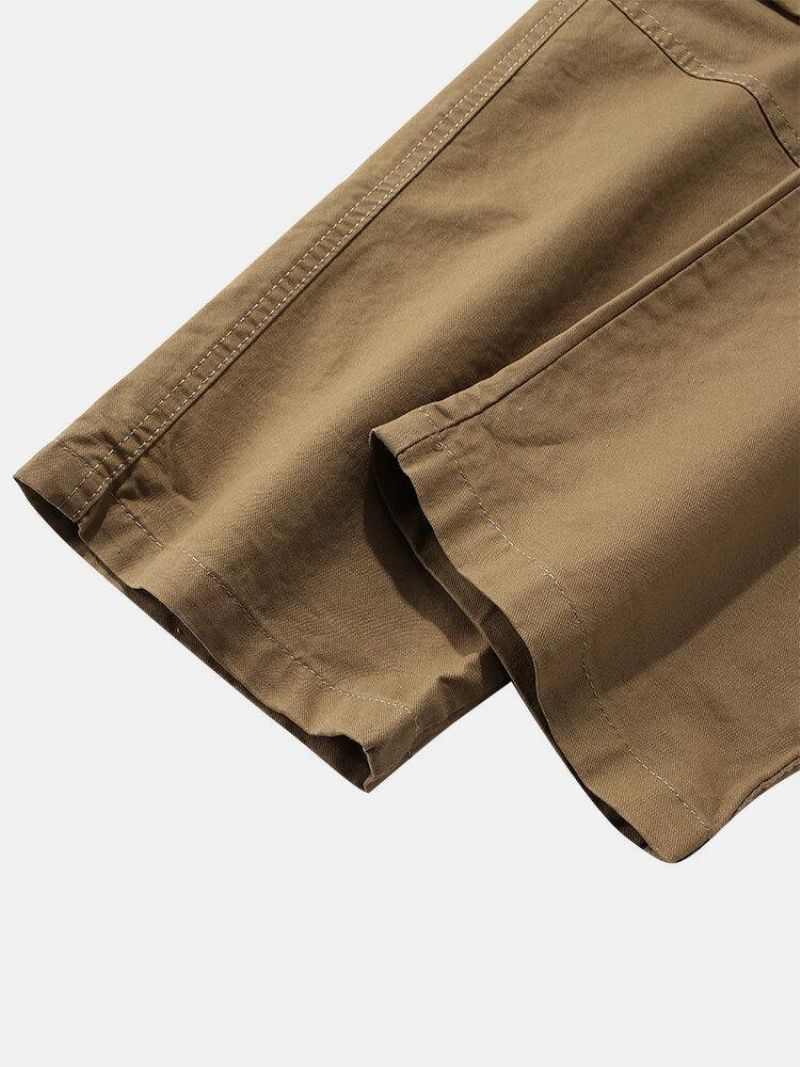 Pantalon Cargo 100 % Coton Avec Fermeture Éclair Et Boutons Pour Homme