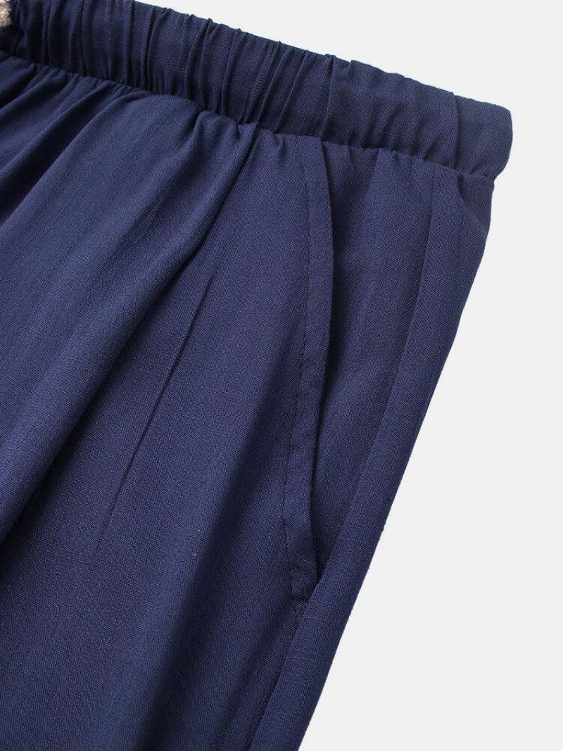 Pantalon Décontracté À Cordon De Serrage En Coton De Couleur Pure Pour Hommes