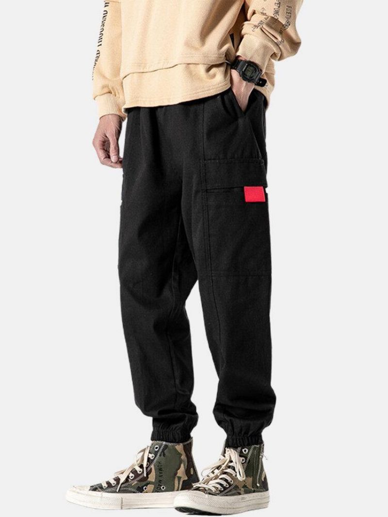 Pantalon De Jogging Cargo En Coton Avec Cordon De Serrage À La Cheville Élastique Pour Hommes