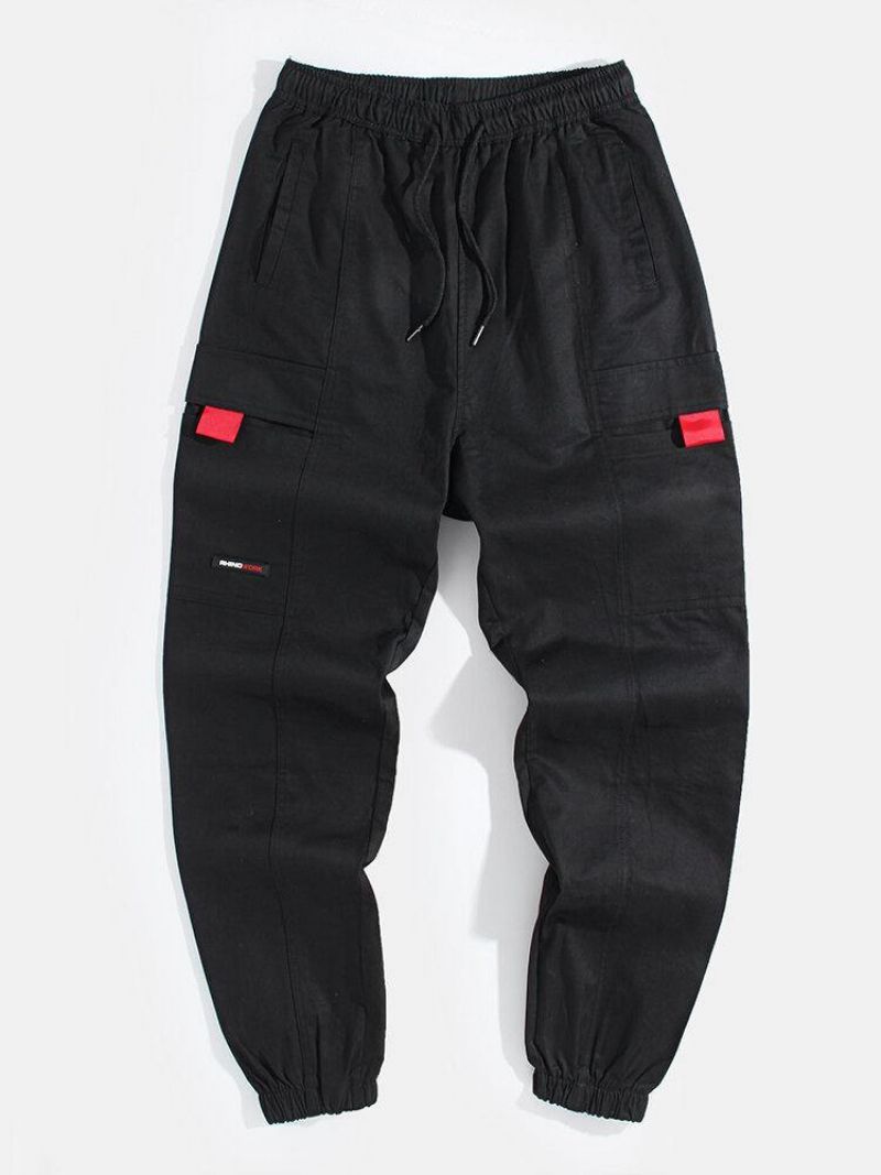 Pantalon De Jogging Cargo En Coton Avec Cordon De Serrage À La Cheville Élastique Pour Hommes