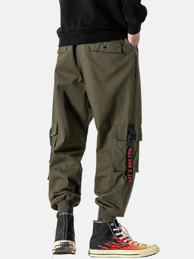 Pantalon De Jogging Cargo En Coton Avec Poche À Boucle Poussoir Pour Hommes