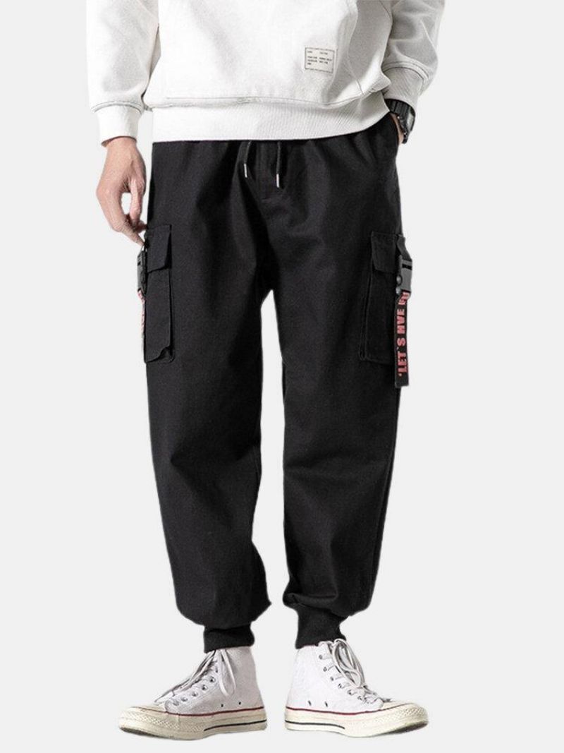 Pantalon De Jogging Cargo En Coton Avec Poche À Boucle Poussoir Pour Hommes