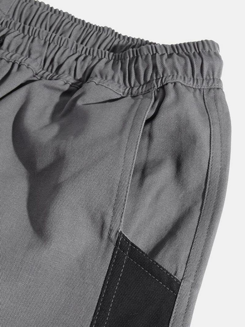 Pantalon De Jogging Cargo En Coton Patchwork À Rayures Latérales Pour Hommes