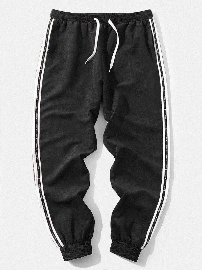 Pantalon De Jogging À Cordon De Serrage Avec Motif De Lettre Patchwork Pour Hommes Avec Poche