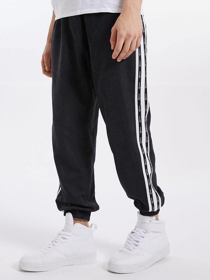 Pantalon De Jogging À Cordon De Serrage Avec Motif De Lettre Patchwork Pour Hommes Avec Poche