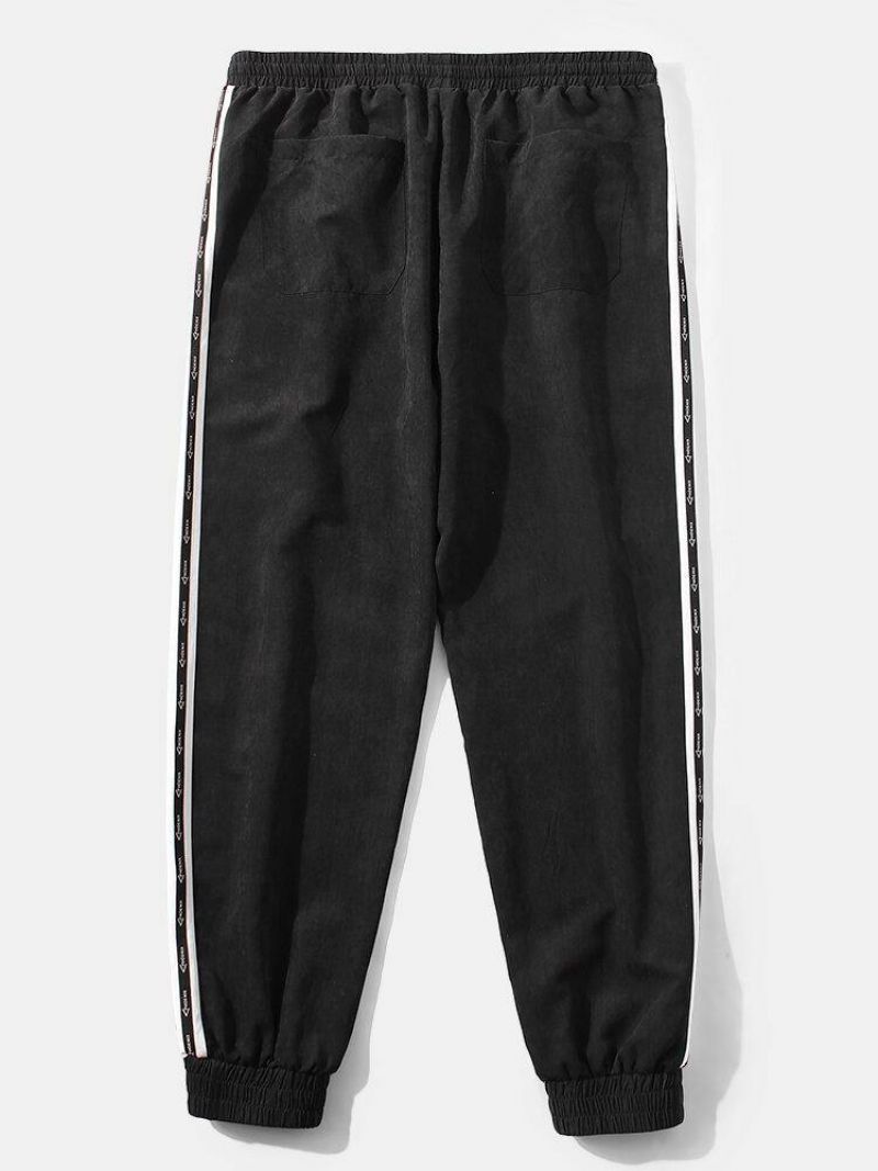 Pantalon De Jogging À Cordon De Serrage Avec Motif De Lettre Patchwork Pour Hommes Avec Poche