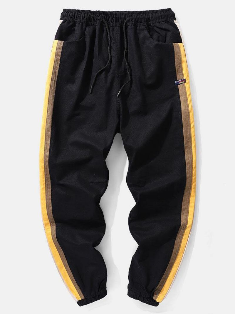 Pantalon De Jogging En Coton Avec Cordon De Serrage Et Rayures Latérales Pour Hommes