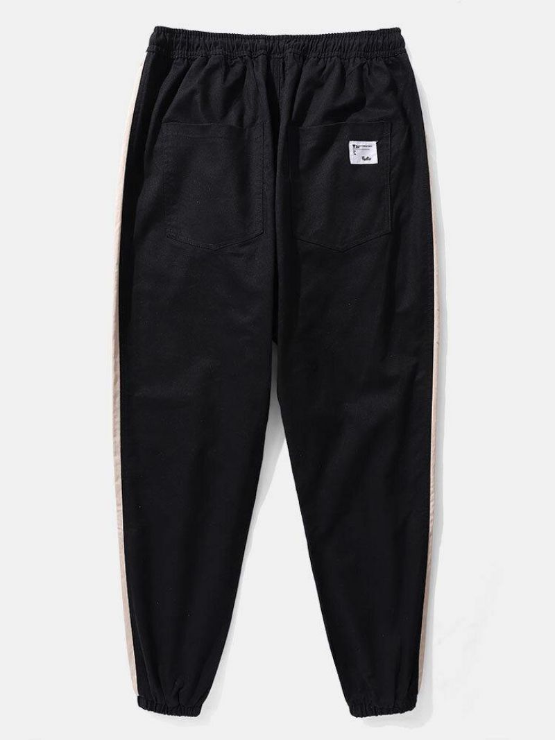 Pantalon De Jogging En Coton Avec Cordon De Serrage Et Rayures Latérales Pour Hommes