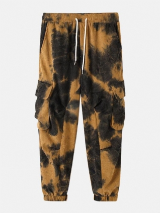 Pantalon De Jogging Tie-dye Multi-poches Avec Cordon De Serrage À La Taille Pour Hommes