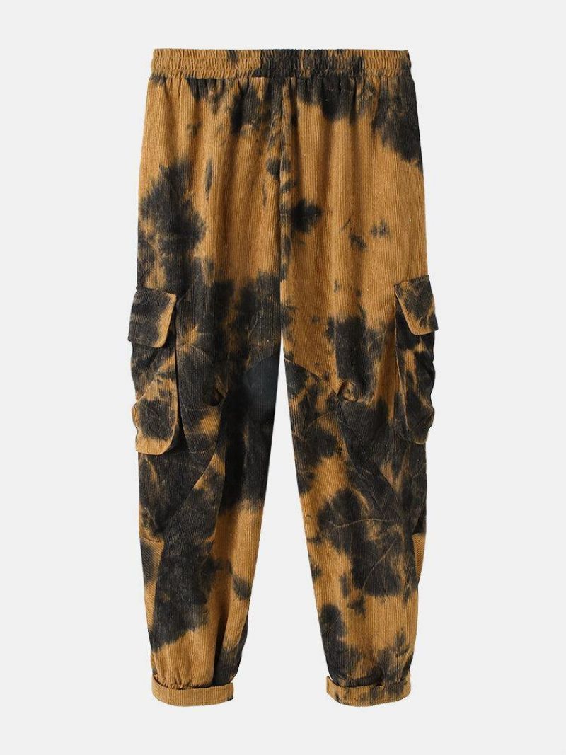 Pantalon De Jogging Tie-dye Multi-poches Avec Cordon De Serrage À La Taille Pour Hommes