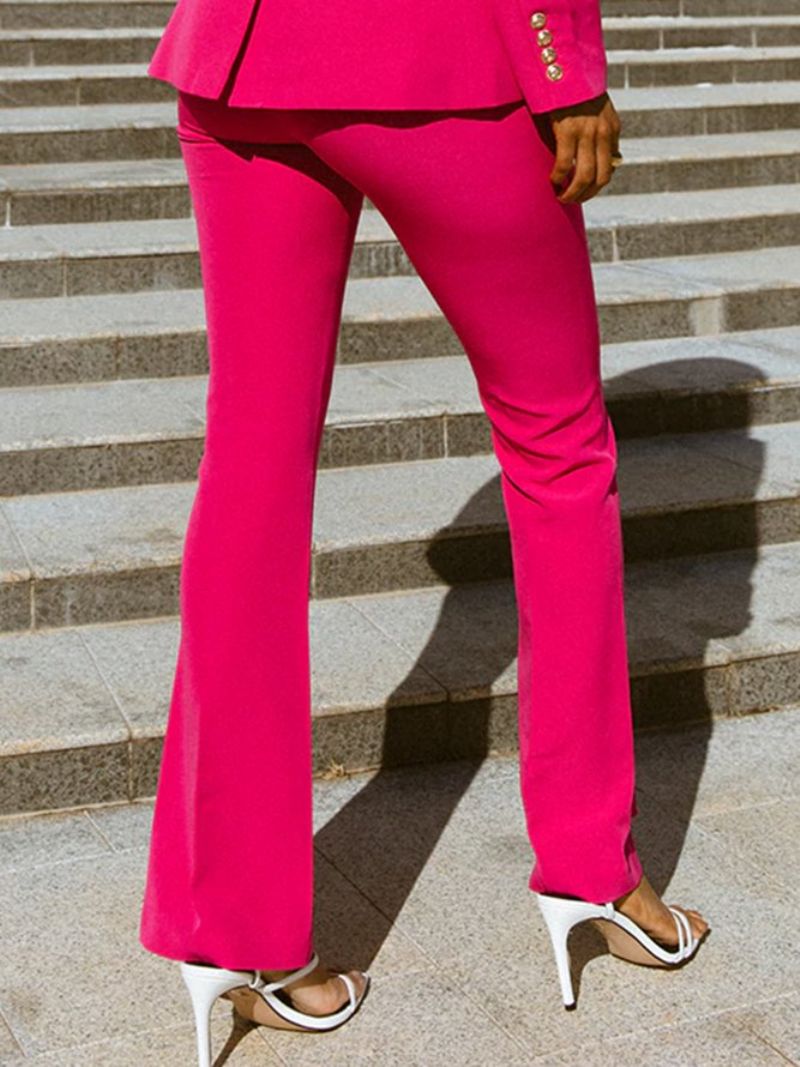 Pantalon Long À La Mode Élégante Coupe Régulière Rose Rouge Quotidien