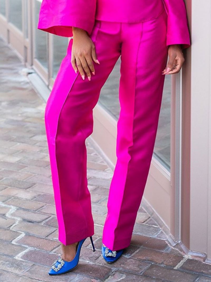 Pantalon De Mode Uni Coupe Régulière Rose Rouge