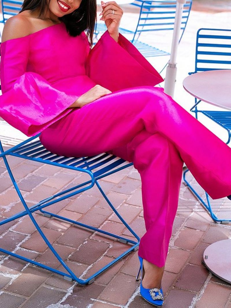 Pantalon De Mode Uni Coupe Régulière Rose Rouge