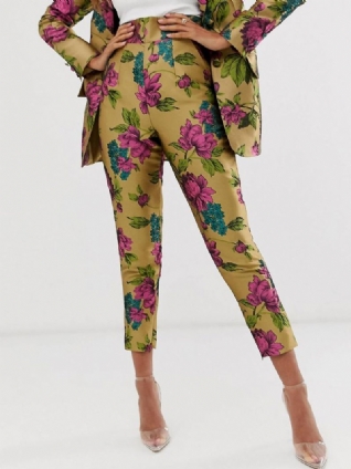 Pantalon Quotidien Élégant À La Mode Florale Et Fuselé