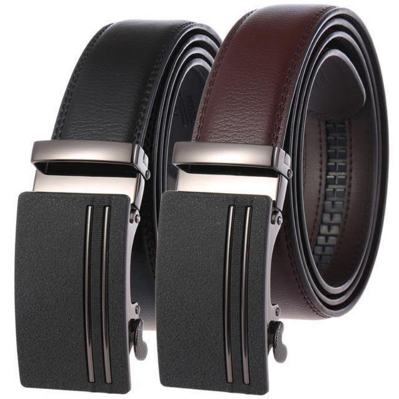 Ceinture En Cuir À Deux Couches Ceinture D'affaires Ceinture À Boucle Automatique