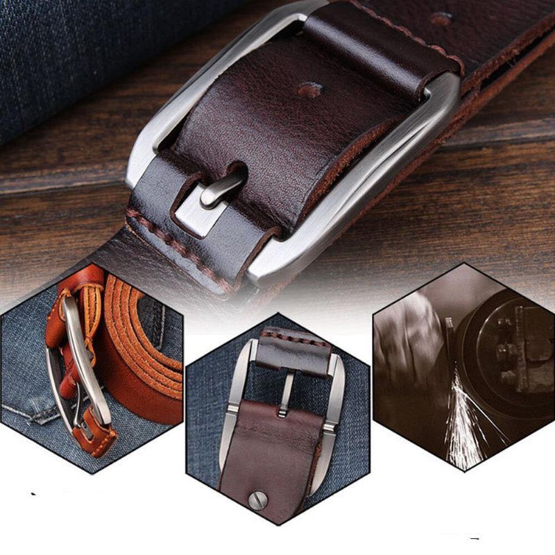 Ceinture En Cuir Véritable Pour Hommes Ceinture Décontractée Ceinture Rétro Avec Épingle