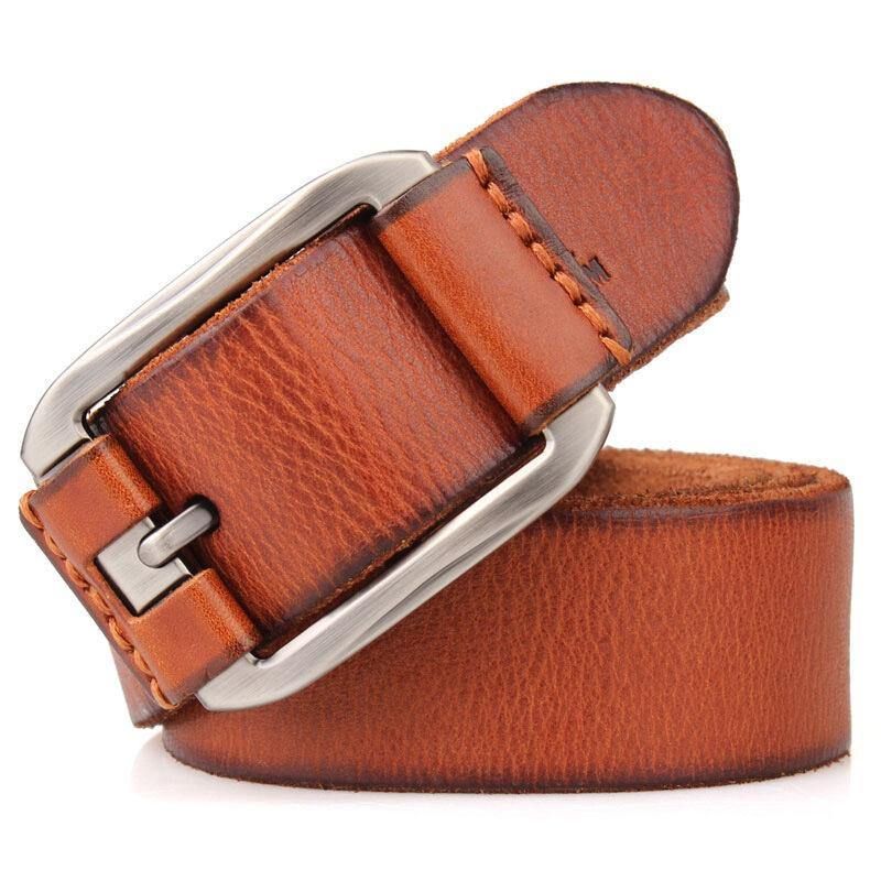 Ceinture En Cuir Véritable Pour Hommes Ceinture Décontractée Ceinture Rétro Avec Épingle