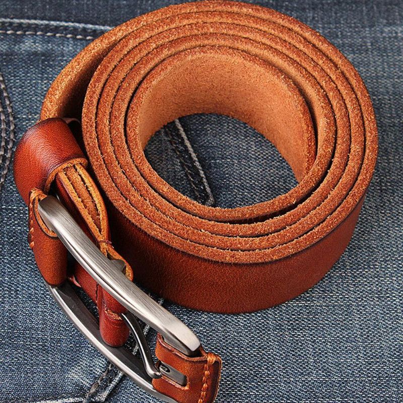 Ceinture En Cuir Véritable Pour Hommes Ceinture Décontractée Ceinture Rétro Avec Épingle