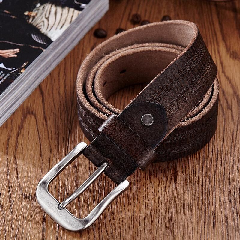 Ceinture En Cuir Véritable Pour Hommes Ceinture Décontractée Ceinture Rétro À Épingle Lisse