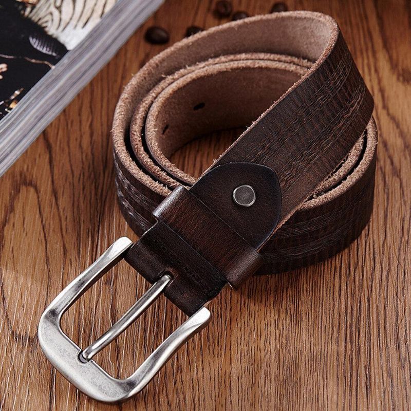 Ceinture En Cuir Véritable Pour Hommes Ceinture Décontractée Ceinture Rétro À Épingle Lisse