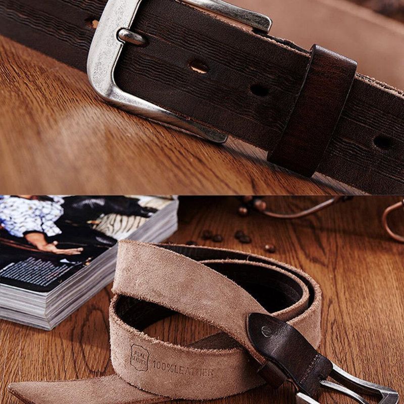 Ceinture En Cuir Véritable Pour Hommes Ceinture Décontractée Ceinture Rétro À Épingle Lisse