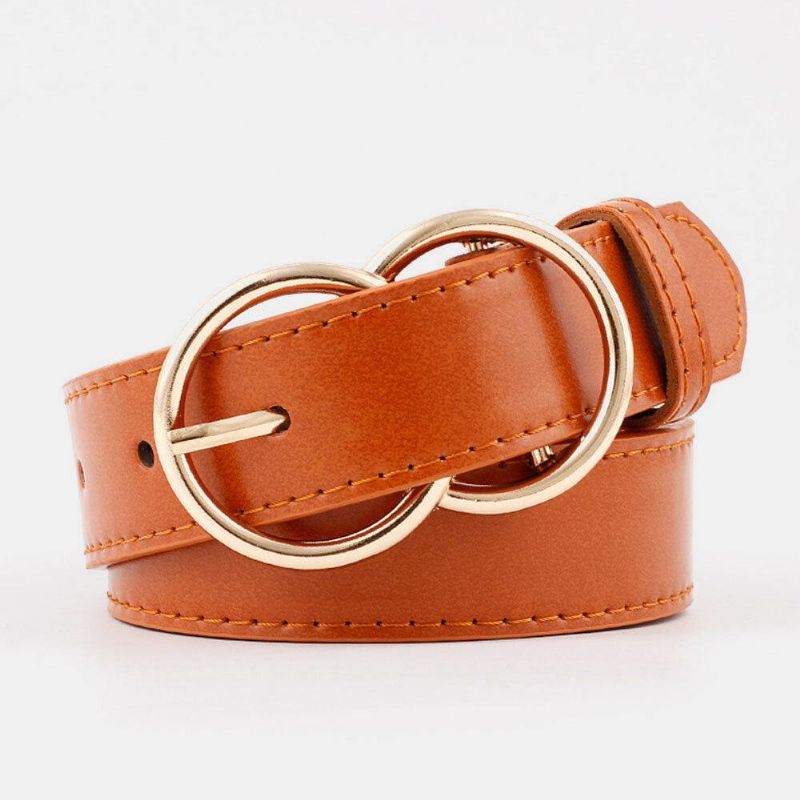 Ceinture De Pantalon À Double Boucle En Cuir Pu Pour Femme