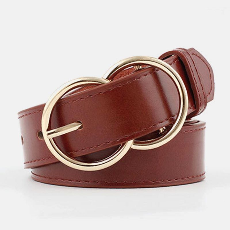 Ceinture De Pantalon À Double Boucle En Cuir Pu Pour Femme