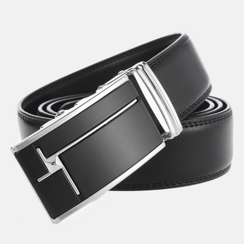 Hommes Cuir Véritable Rectangulaire Alliage Boucle Automatique 3.5 cm Casual Business Wild Ceinture