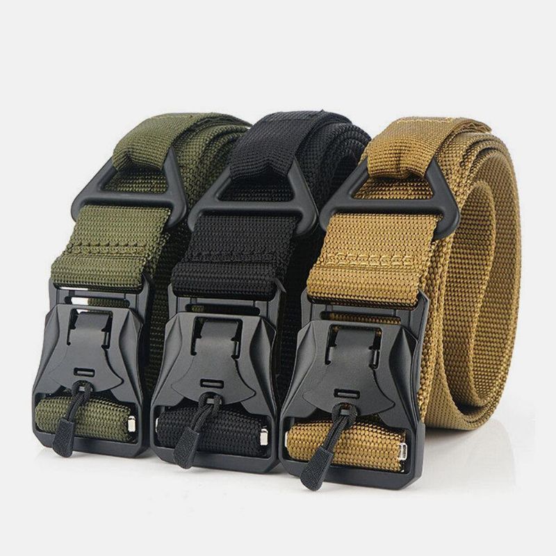 Hommes Nylon Tressé 125 cm Aimant Boucle À Dégagement Rapide Multifonctionnel En Plein Air Formation Militaire Tactique Ceintures