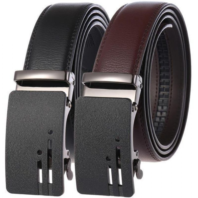 Nouvelle Ceinture À Boucle Automatique Ceinture Pour Hommes En Cuir À Deux Couches