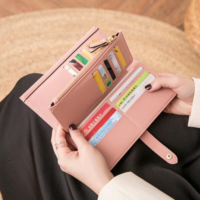 Femmes 21 Fentes Pour Cartes Solid Long Wallet Purse Phone Bag