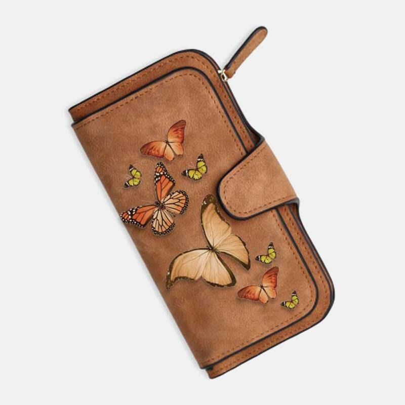 Femmes Butterfly Wallet Purse 14 Card Slot Phone Bag