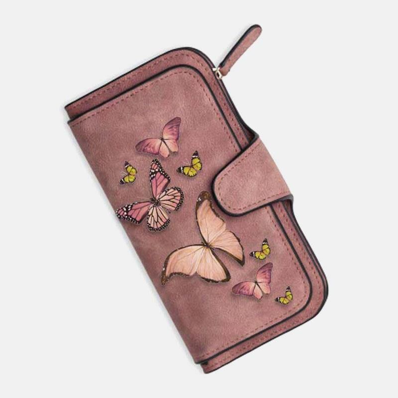 Femmes Butterfly Wallet Purse 14 Card Slot Phone Bag