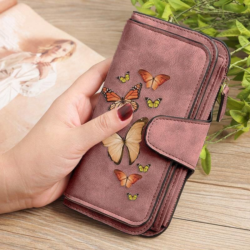 Femmes Butterfly Wallet Purse 14 Card Slot Phone Bag