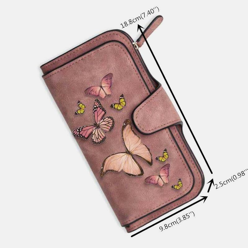 Femmes Butterfly Wallet Purse 14 Card Slot Phone Bag