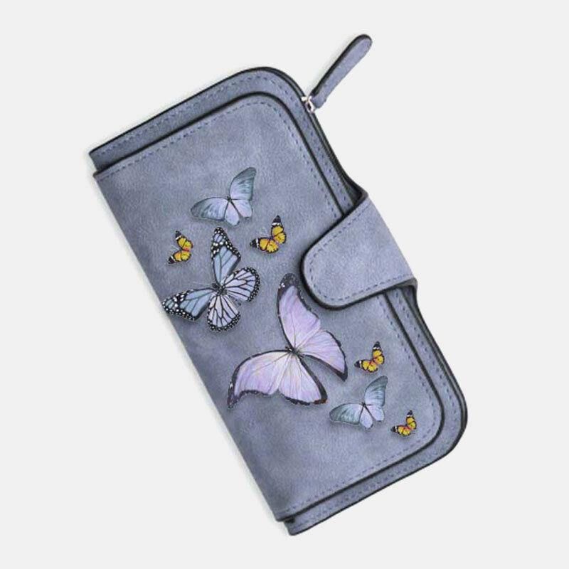 Femmes Butterfly Wallet Purse 14 Card Slot Phone Bag