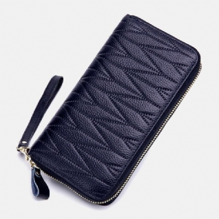 Femmes En Cuir Véritable Rfid Organ Design Multi-card Slot Clutch Purse Long Wallet