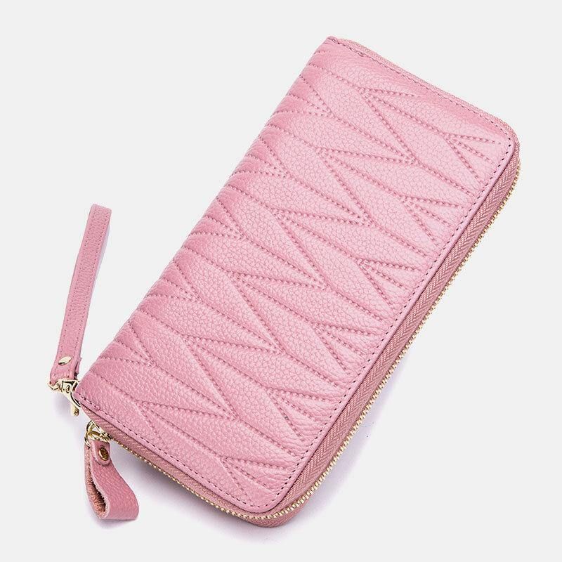 Femmes En Cuir Véritable Rfid Organ Design Multi-card Slot Clutch Purse Long Wallet