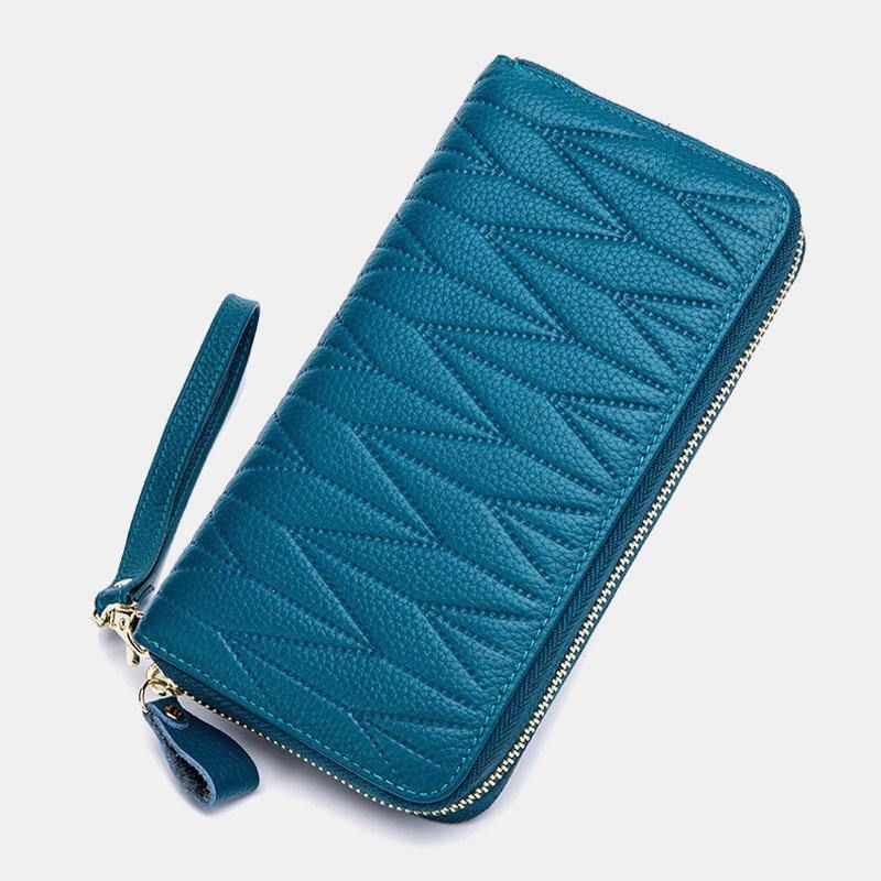 Femmes En Cuir Véritable Rfid Organ Design Multi-card Slot Clutch Purse Long Wallet